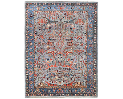 Alfombra afgana Aryana de lana teñida con tinte vegetal, anudada a mano, color gris, 6 x 9