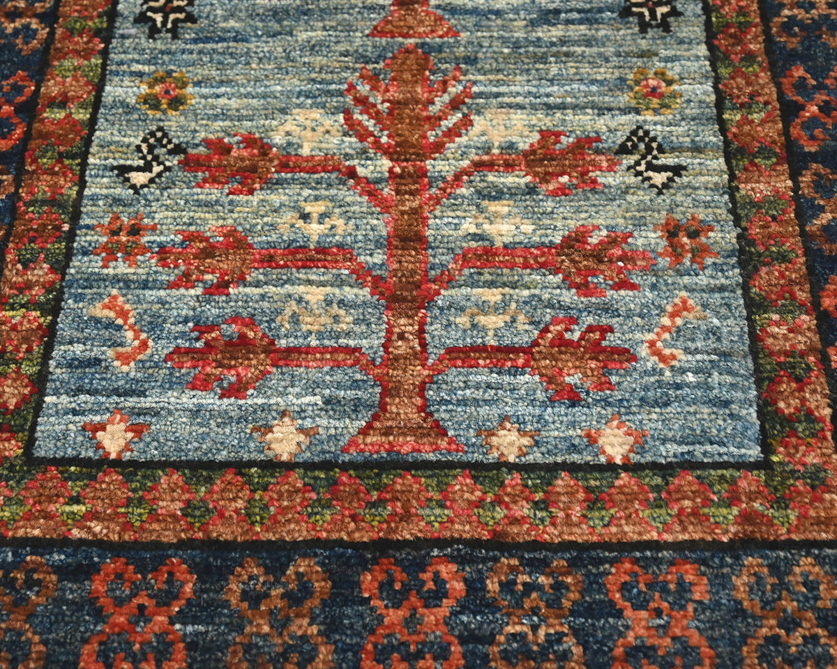 2x3 Blue Ersari Afghan Hand Knotted Veg Dye Wool Area Rug