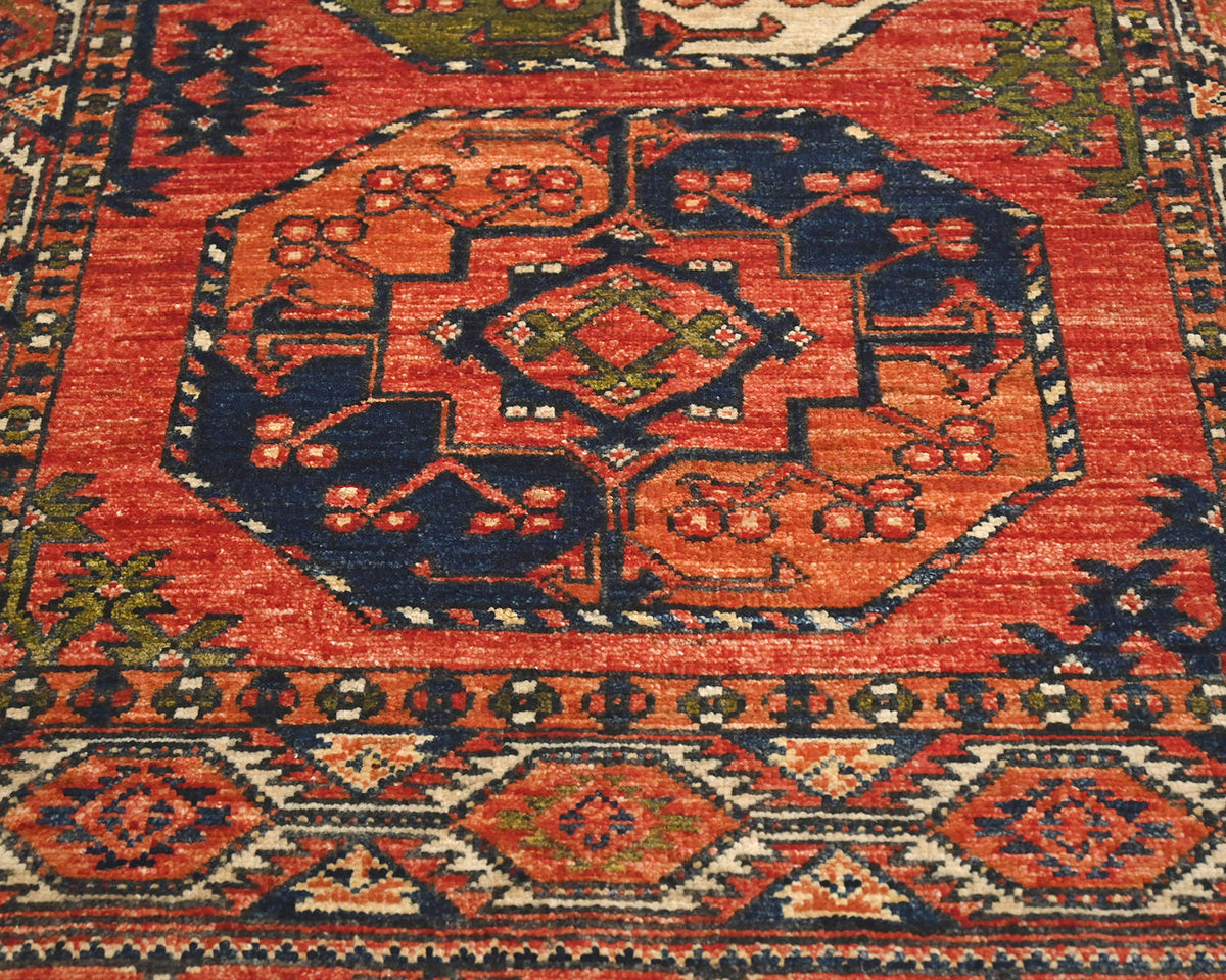3x4 Rust Ersari Afghan Hand Knotted Veg Dye Wool Area Rug