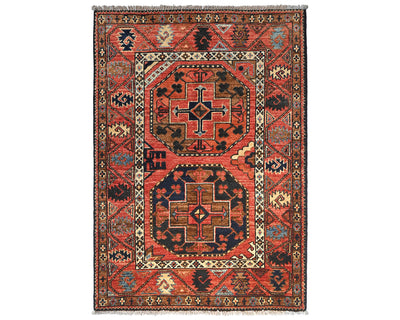 3x4 Rust Ersari Afghan Hand Knotted Veg Dye Wool Area Rug