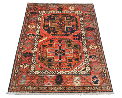 3x4 Rust Ersari Afghan Hand Knotted Veg Dye Wool Area Rug