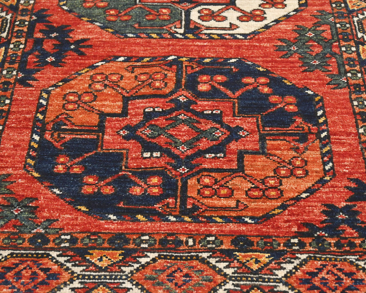 3x4 Rust Ersari Afghan Hand Knotted Veg Dye Wool Area Rug