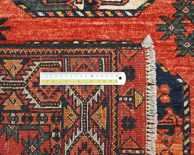 3x4 Rust Ersari Afghan Hand Knotted Veg Dye Wool Area Rug