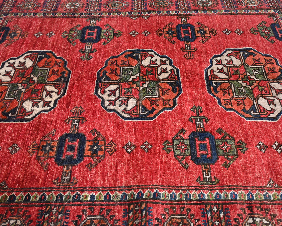 3x5 Red Ersari Afghan Hand Knotted Veg Dye Wool Area Rug
