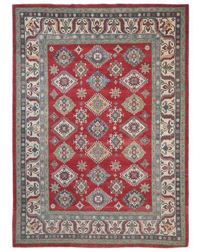 Alfombra afgana Kuba roja de lana anudada a mano de 9 x 12 pulgadas