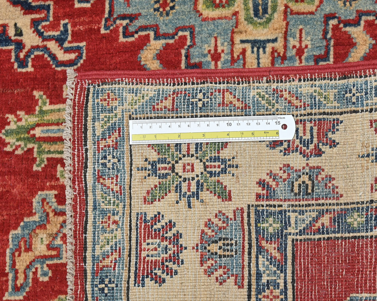 3x5 Red Kuba Afghan Hand Knotted Wool Area Rug