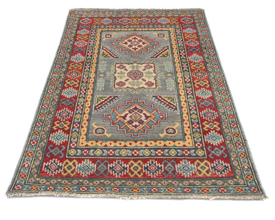 Alfombra afgana Kuba de lana anudada a mano, color gris, de 3 x 5 pulgadas