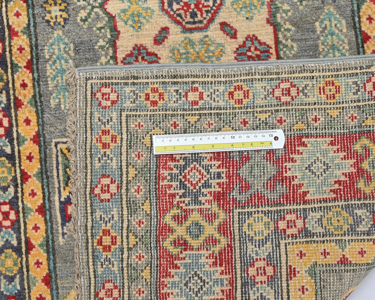 Alfombra afgana Kuba de lana anudada a mano, color gris, de 3 x 5 pulgadas