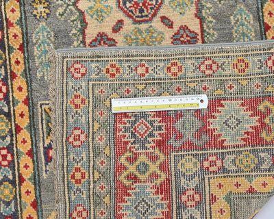 Alfombra afgana Kuba de lana anudada a mano, color gris, de 3 x 5 pulgadas