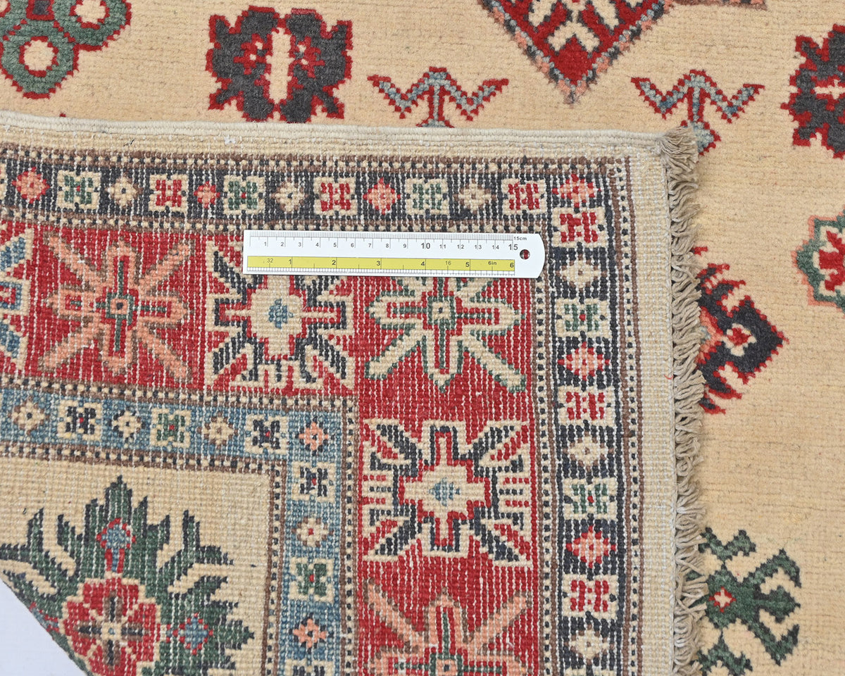 Alfombra afgana Kuba beige de lana anudada a mano de 4x6