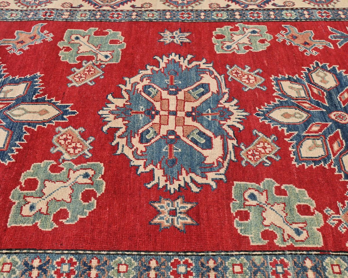 Alfombra afgana Kuba roja de lana anudada a mano de 5x7
