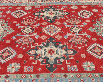 Alfombra afgana Kuba roja de lana anudada a mano de 5x7