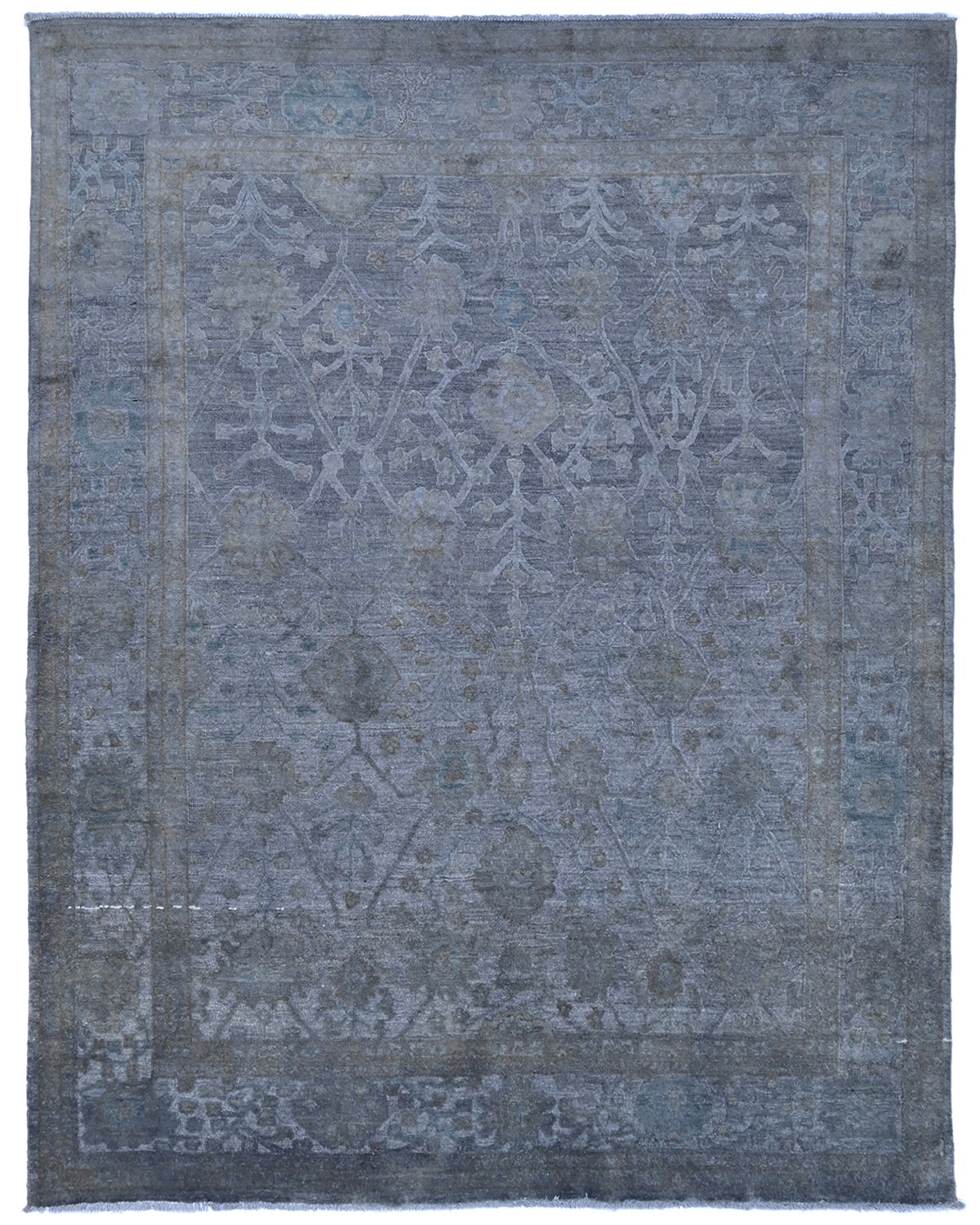 8x10 Gray Chobi Over Dye Afghan Hand Knotted High Low Wool Area Rug