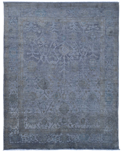 8x10 Gray Chobi Over Dye Afghan Hand Knotted High Low Wool Area Rug