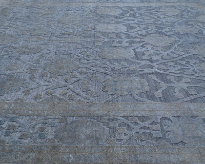 8x10 Gray Chobi Over Dye Afghan Hand Knotted High Low Wool Area Rug