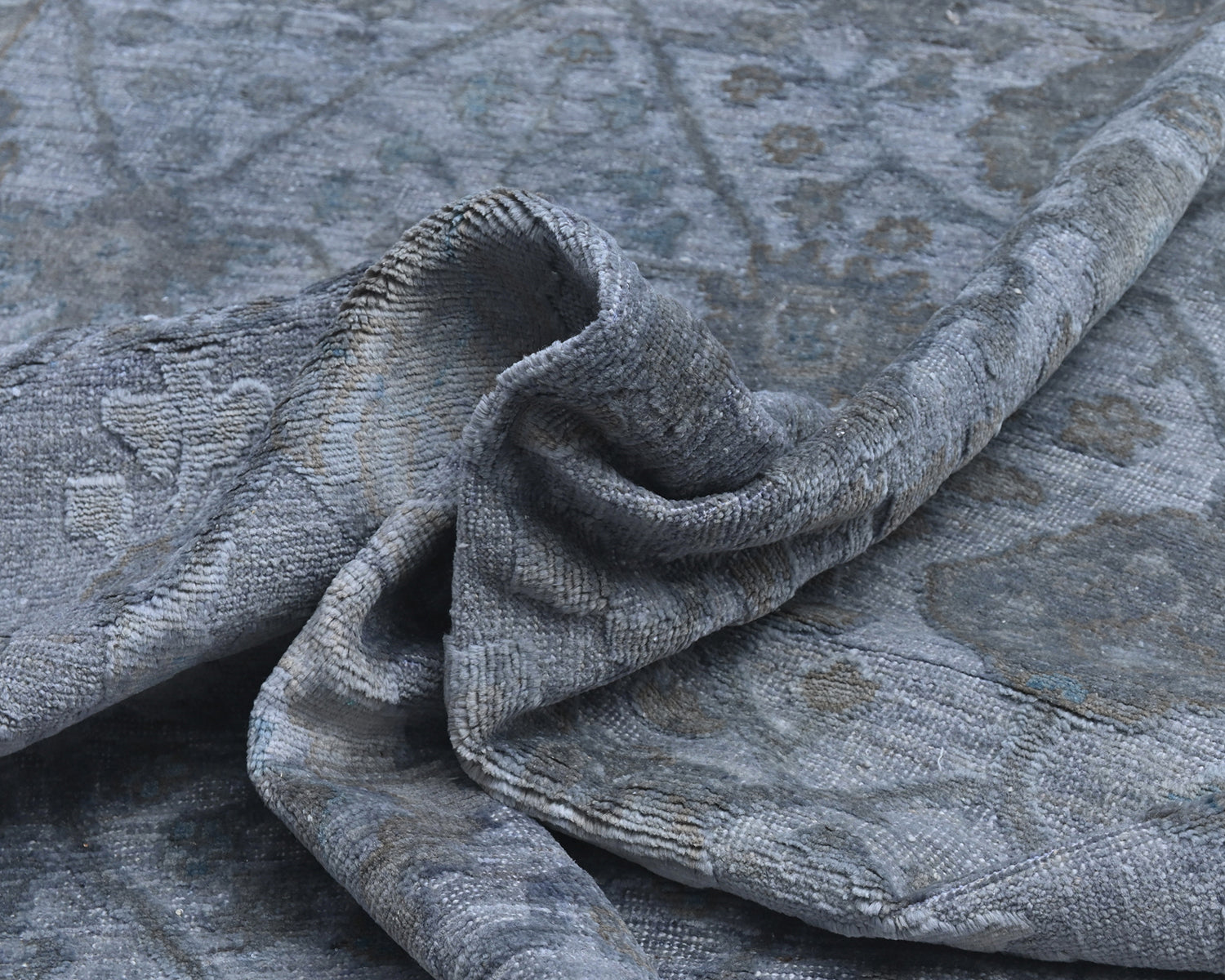 8x10 Gray Chobi Over Dye Afghan Hand Knotted High Low Wool Area Rug