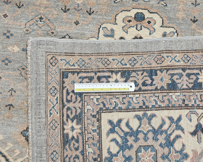 10x14 Kazak Gray Afghan Hand Knotted Geometric Wool Area Rug