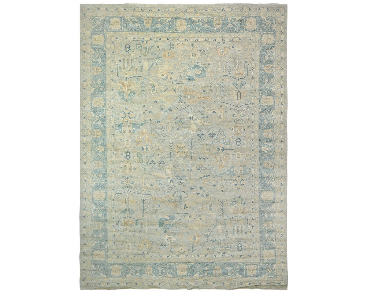 12x18 Zeigler Muted Gray Afghan Hand Knotted Wool Area Rug