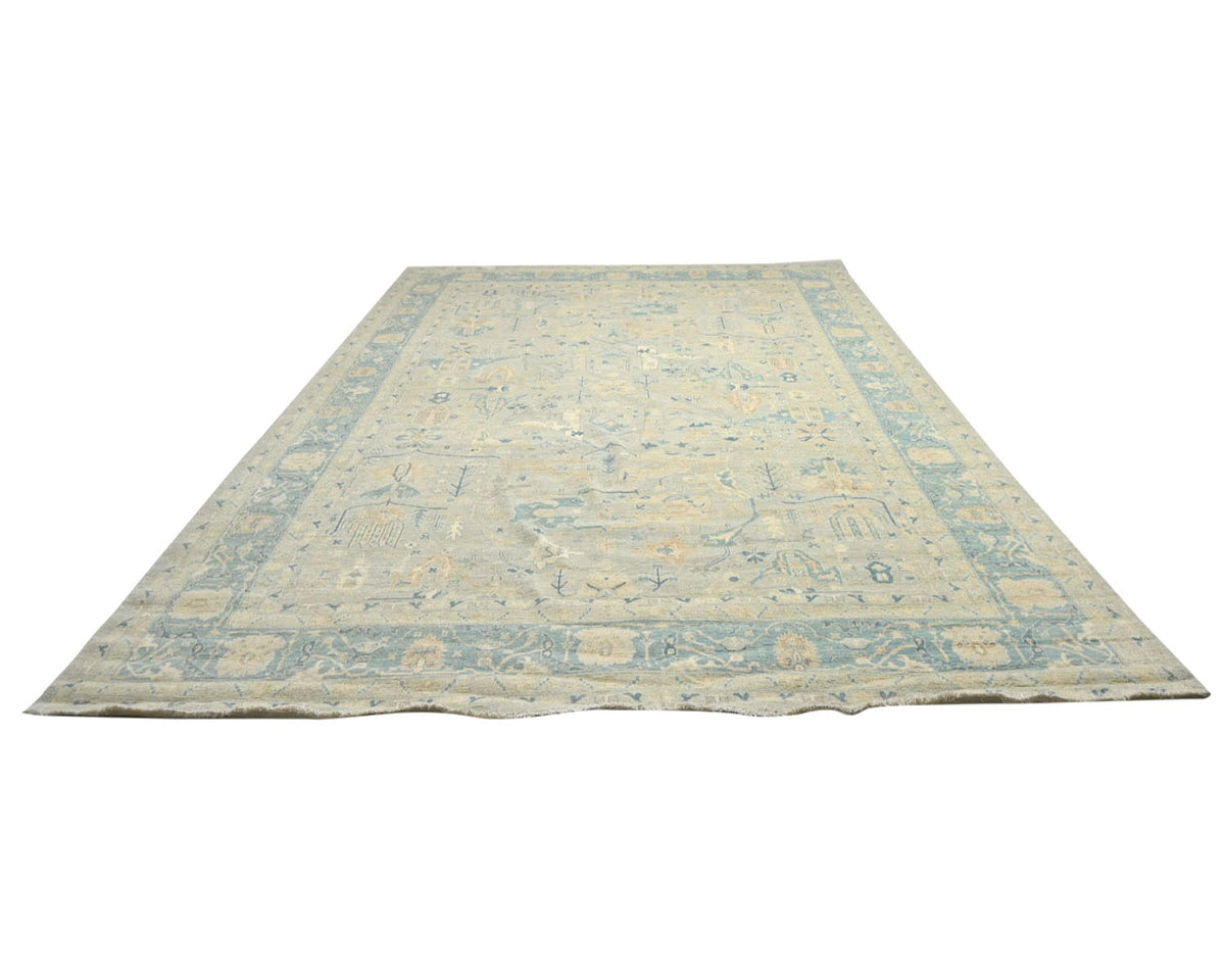 12x18 Zeigler Muted Gray Afghan Hand Knotted Wool Area Rug
