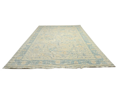 12x18 Zeigler Muted Gray Afghan Hand Knotted Wool Area Rug