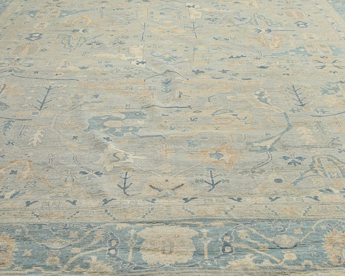 12x18 Zeigler Muted Gray Afghan Hand Knotted Wool Area Rug