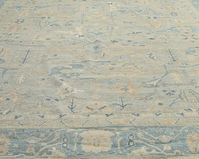 12x18 Zeigler Muted Gray Afghan Hand Knotted Wool Area Rug