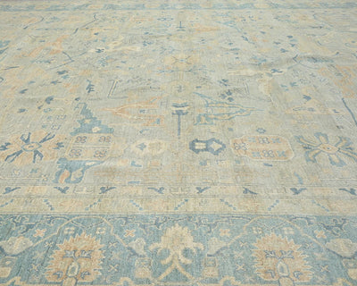 12x18 Zeigler Muted Gray Afghan Hand Knotted Wool Area Rug