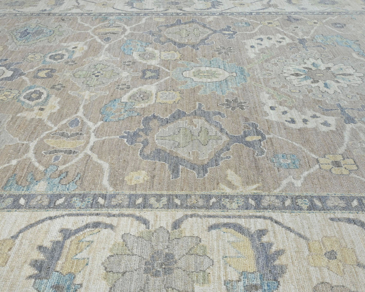 10x14 Brown Oushak Turkish Hand Knotted Soft Wool Area Rug