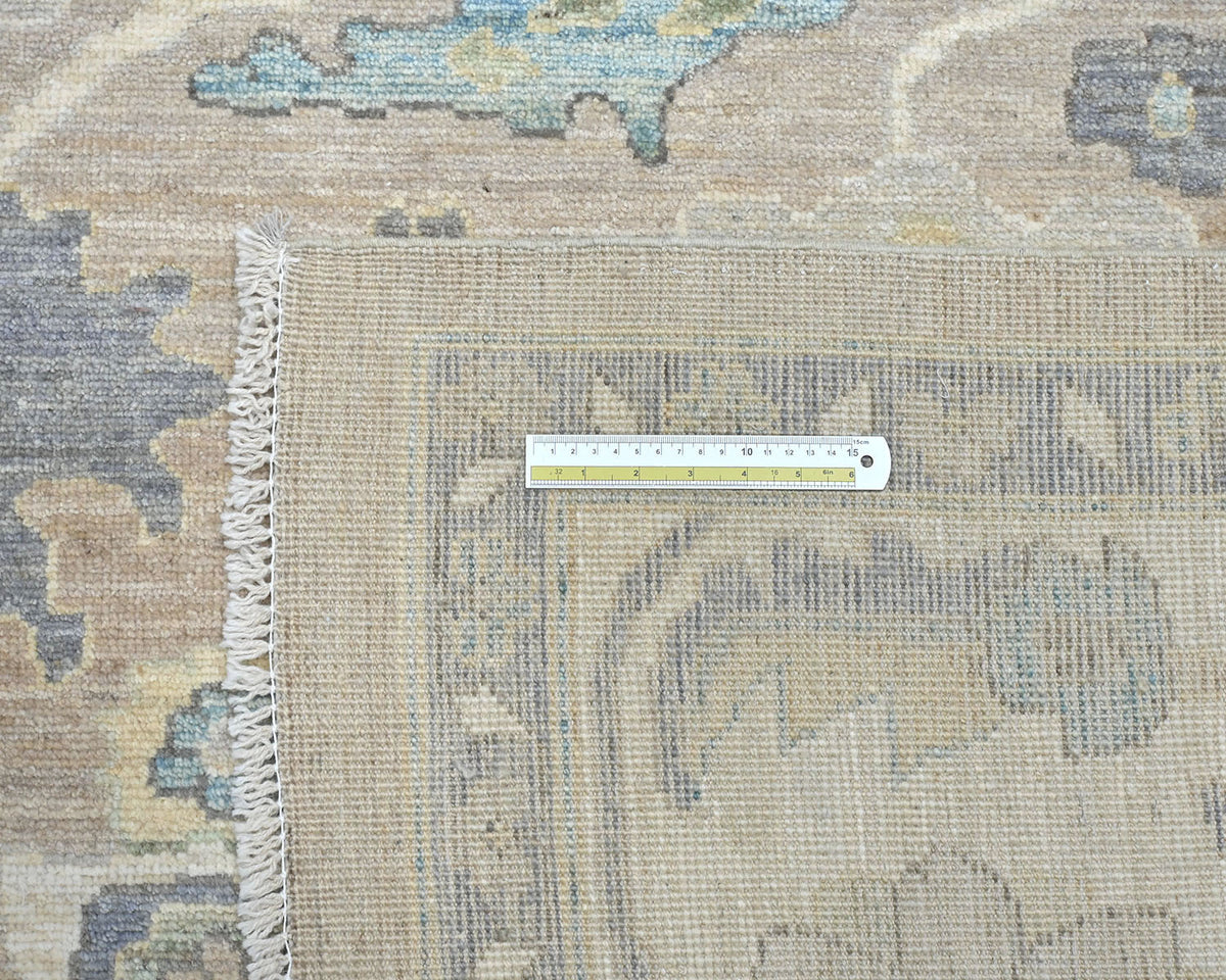 Alfombra turca Oushak de lana suave anudada a mano, color marrón, 10 x 14 pulgadas