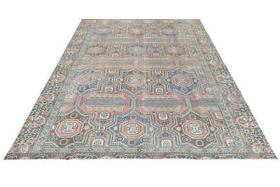 Vintage 8x10 Rust Heriz Persian Style Hand Knotted Low Pile Wool Rug