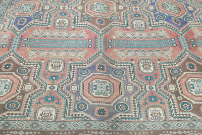 Vintage 8x10 Rust Heriz Persian Style Hand Knotted Low Pile Wool Rug