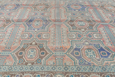 Vintage 8x10 Rust Heriz Persian Style Hand Knotted Low Pile Wool Rug