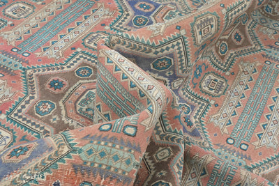 Vintage 8x10 Rust Heriz Persian Style Hand Knotted Low Pile Wool Rug