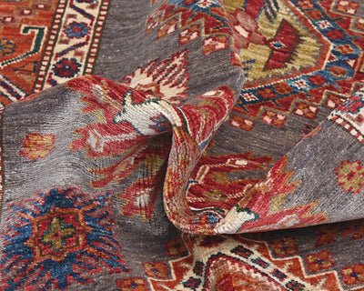 3x5 Gray Rust Kazak Afghan Hand Knotted Traditional Wool Area Rug