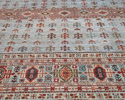 6x8 Gray Khurgeen Afghan Hand Knotted Wool Area Rug