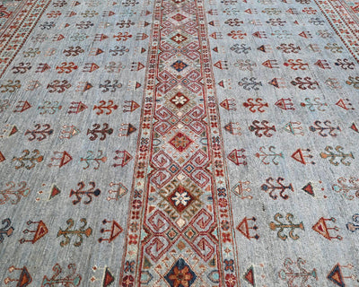 6x8 Gray Khurgeen Afghan Hand Knotted Wool Area Rug