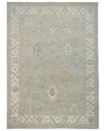 10x14 Brown Oushak Turkish Hand Knotted Soft Wool Area Rug