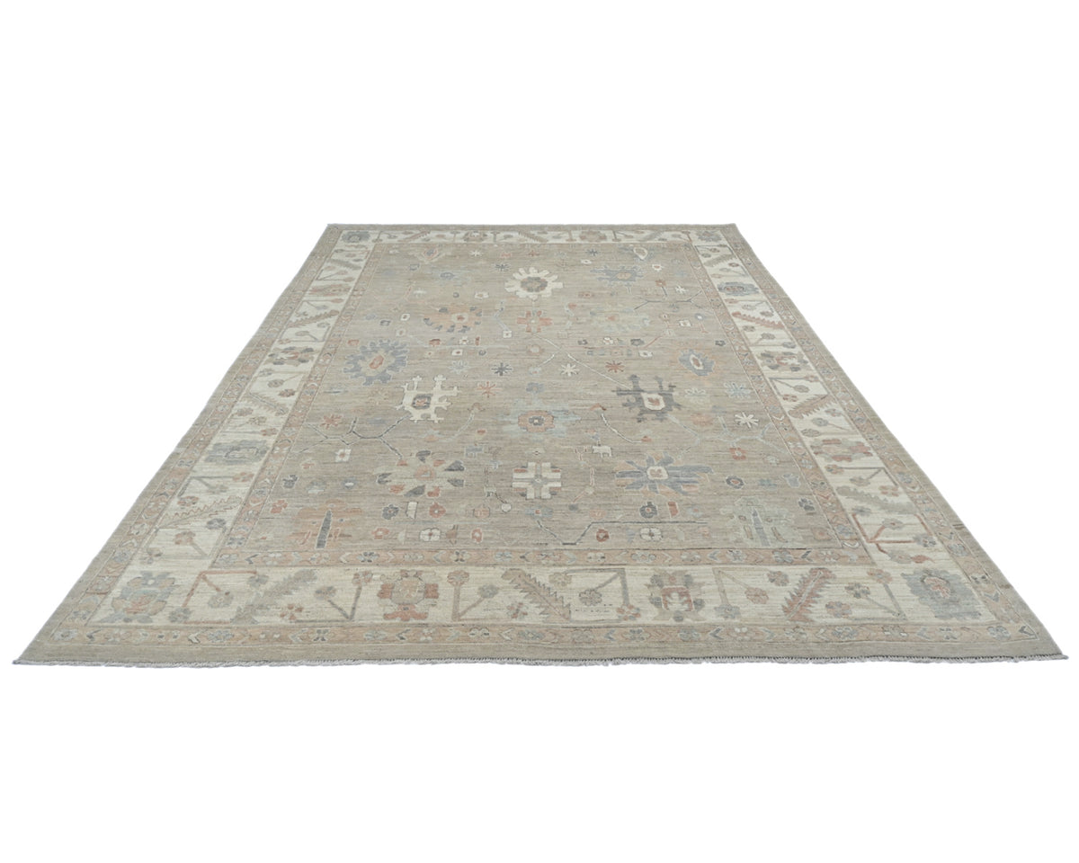 10x14 Brown Oushak Turkish Hand Knotted Soft Wool Area Rug