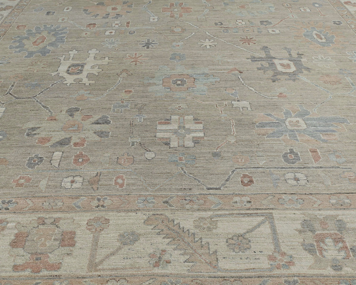 10x14 Brown Oushak Turkish Hand Knotted Soft Wool Area Rug