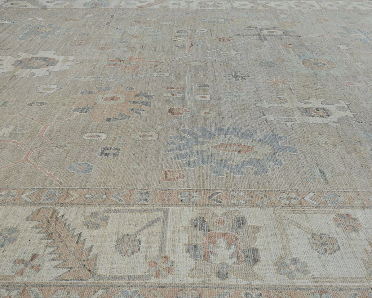 10x14 Brown Oushak Turkish Hand Knotted Soft Wool Area Rug