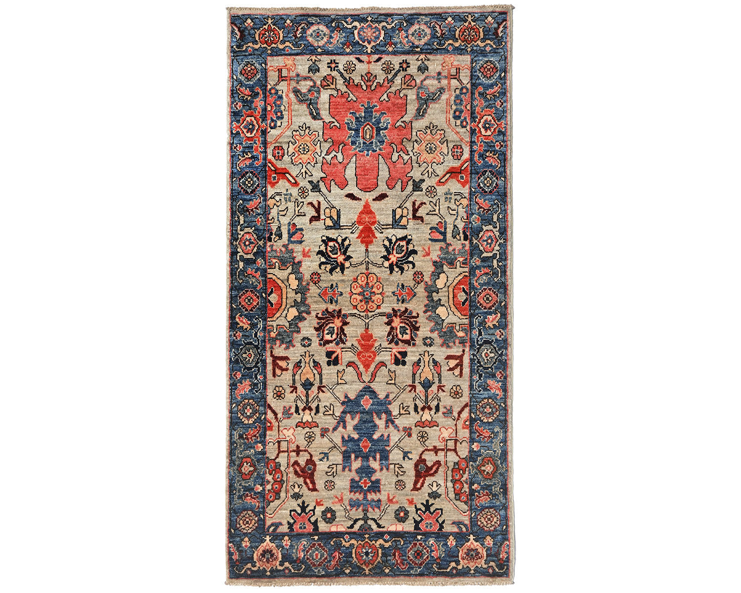 3x6 Gray Blue Aryana Afghan Hand Knotted Veg Dye Wool Area Rug