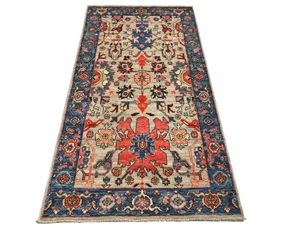 3x6 Gray Blue Aryana Afghan Hand Knotted Veg Dye Wool Area Rug