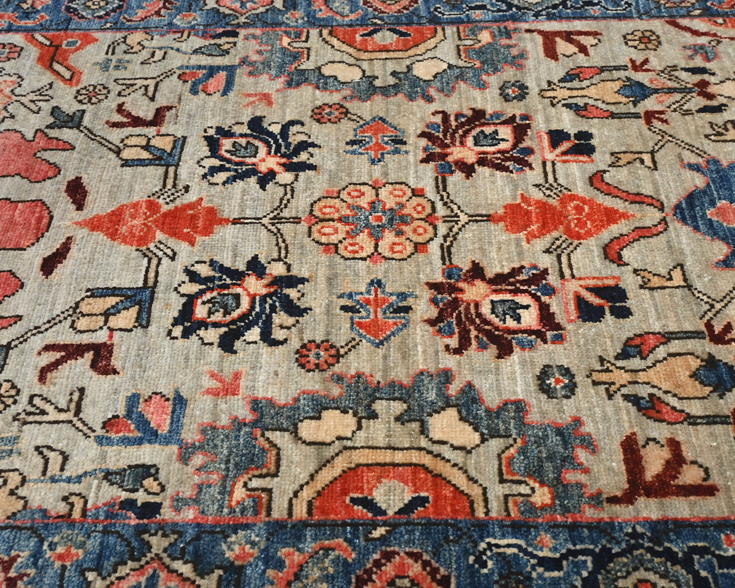 3x6 Gray Blue Aryana Afghan Hand Knotted Veg Dye Wool Area Rug
