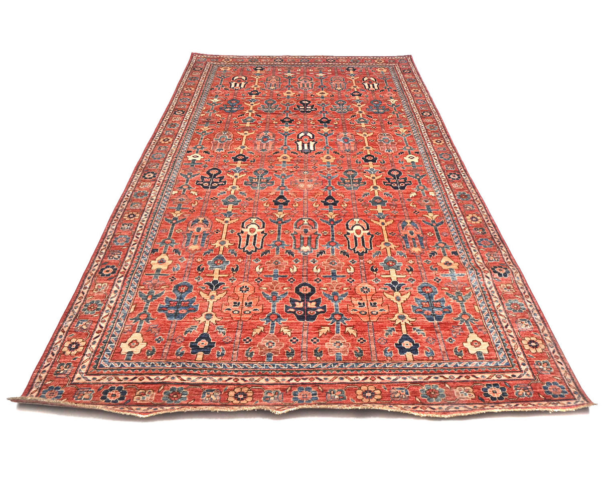 6x12 Rust Aryana Afghan Hand Knotted Veg Dye Wool Rug