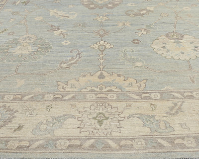 9x12 Feet Silver Oushak Turkish Handmade Traditional Soft Wool Area Rug