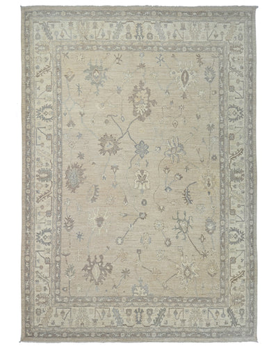 Alfombra turca Oushak de lana suave anudada a mano, color marrón, 10 x 14 pulgadas