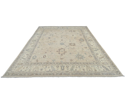 Alfombra turca Oushak de lana suave anudada a mano, color marrón, 10 x 14 pulgadas