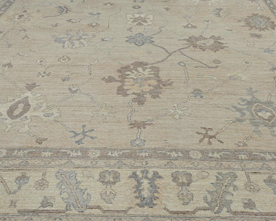 Alfombra turca Oushak de lana suave anudada a mano, color marrón, 10 x 14 pulgadas
