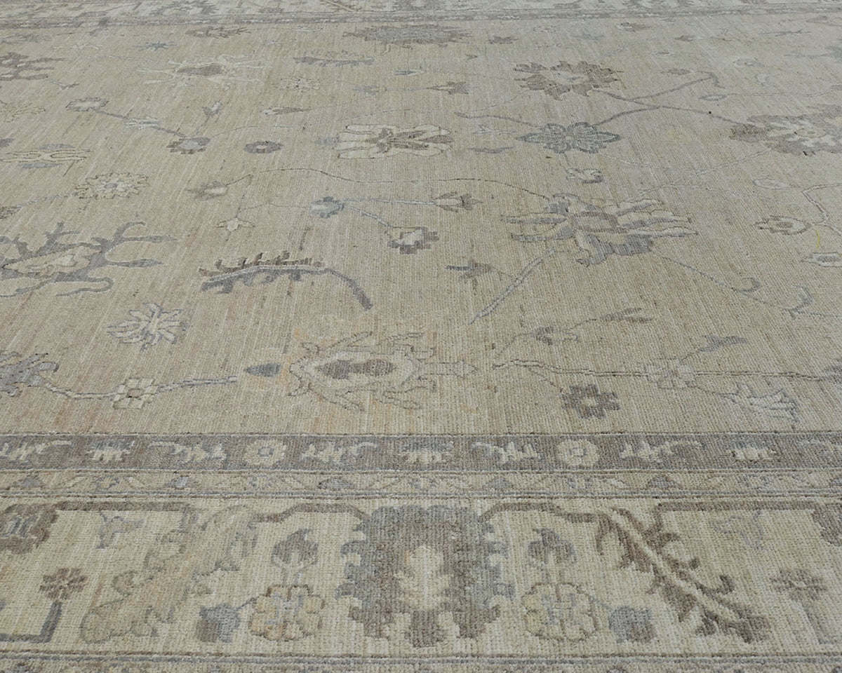 Alfombra turca Oushak de lana suave anudada a mano, color marrón, 10 x 14 pulgadas