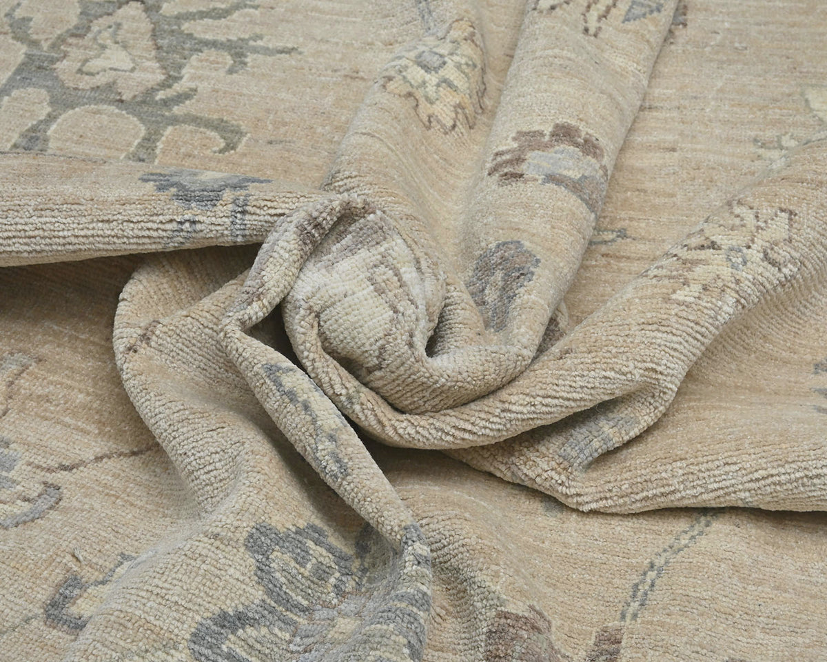 Alfombra turca Oushak de lana suave anudada a mano, color marrón, 10 x 14 pulgadas